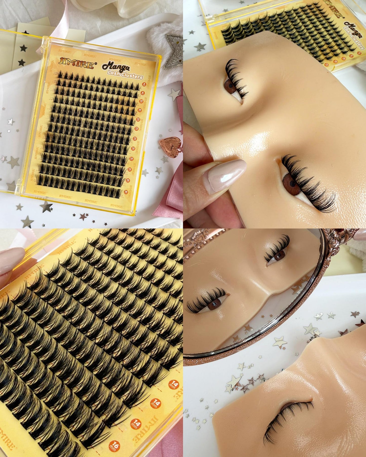 JIMIRE Natural Lash Clusters Extensions 180Pcs Anime Eyelash Extensions D Curl Wispy Manga Eyelash Clusters 8-16MM Cluster Eyelash Extensions Individual Lashes Pack - Available at All In One Marketplace Canada