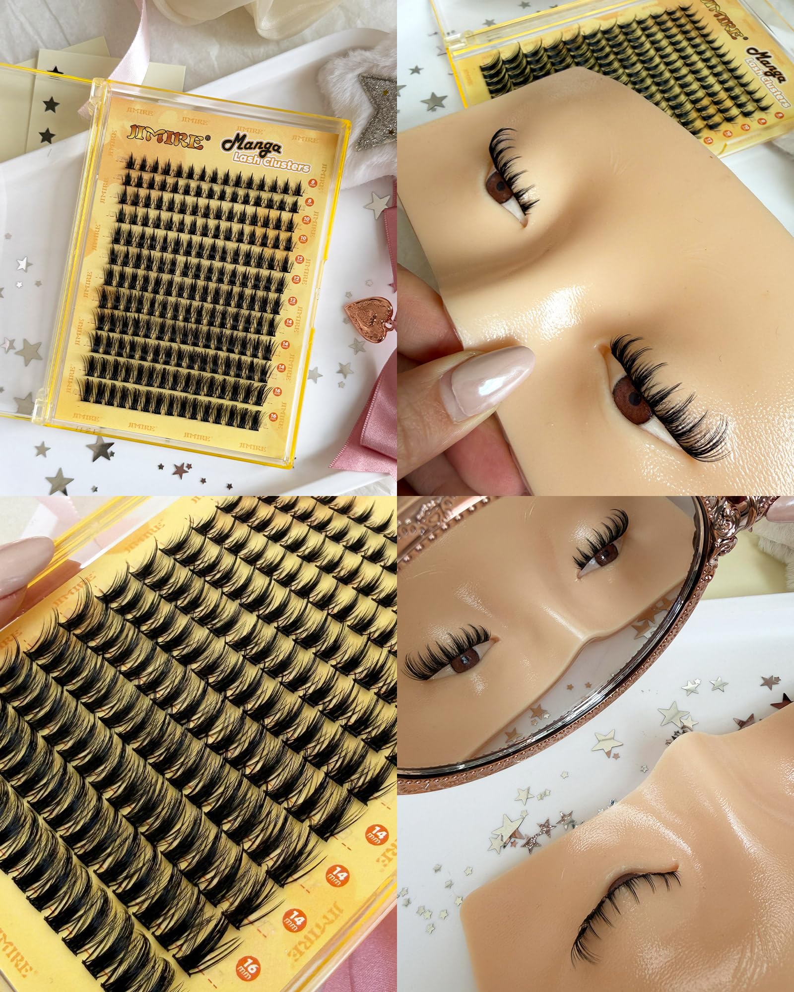 JIMIRE Natural Lash Clusters Extensions 180Pcs Anime Eyelash Extensions D Curl Wispy Manga Eyelash Clusters 8-16MM Cluster Eyelash Extensions Individual Lashes Pack - Available at All In One Marketplace Canada