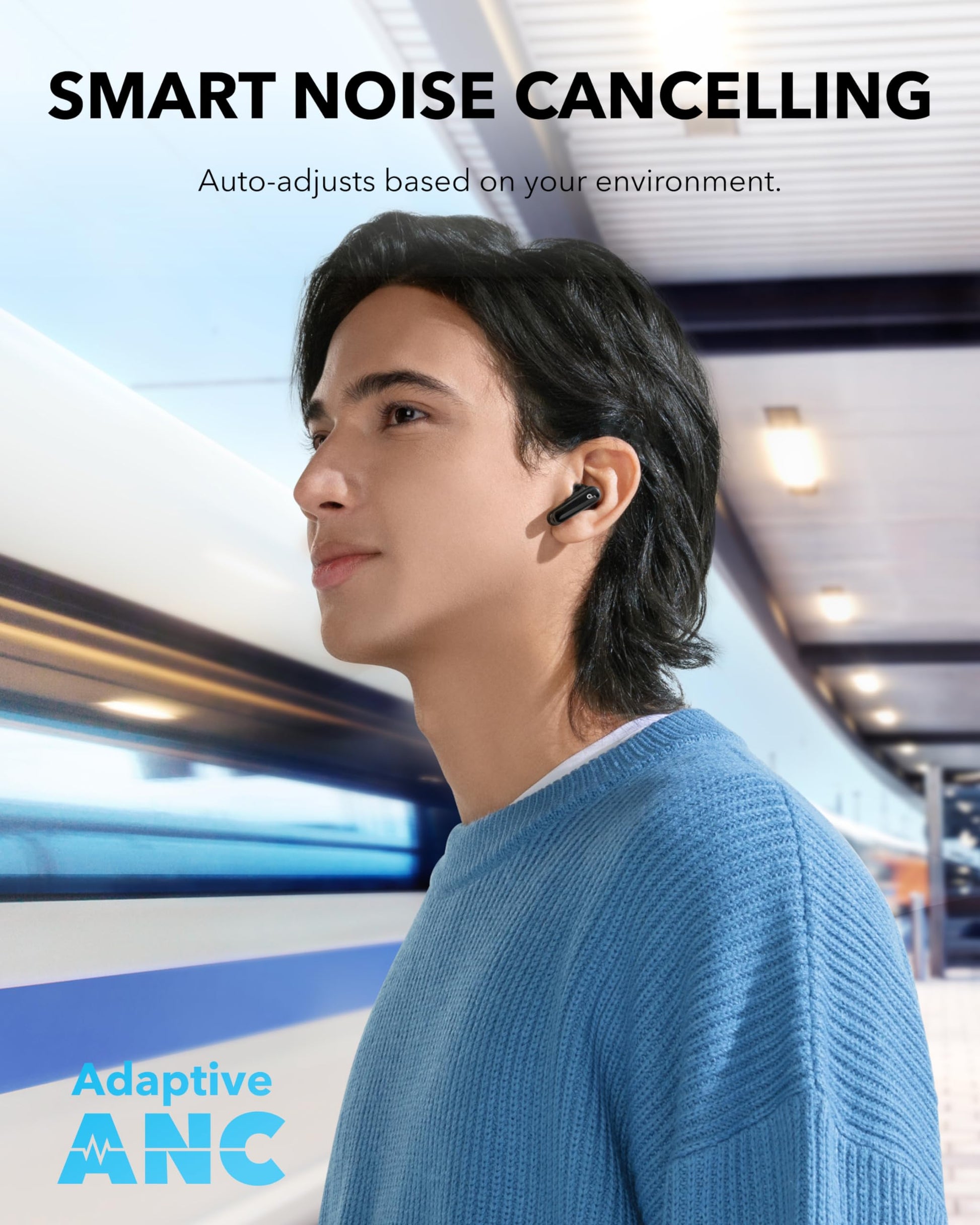 soundcore P40i by Anker, Noise Cancelling Wireless Earbuds, Adaptive Noise Cancelling to Environments, Heavy Bass, 60H Playtime, 2-in-1 Case and Phone Stand, IPX5, Wireless Charging, Bluetooth 5.3 - Available at All In One Marketplace Canada
