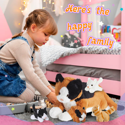 Houwsbaby Mommy Cat Stuffed Animal with 4 Baby Cats Christmas Valentines Birthday Gifts 5 Pieces Stuffed Animal Cat Set Birthday for Girls and Boys 20” 🍁 All In One Marketplace Canada