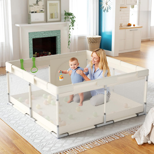 Fodoss Playpen Baby, 47x47inch Play Pen, Small Playard,Playpen for Apartment, Play Yard, Baby Activity Play Fence, Extra Large Playard, Parc Pour bébé
