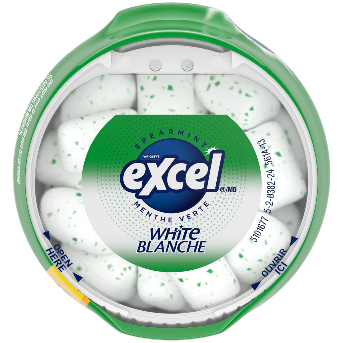 EXCEL, Spearmint Flavoured Sugar Free Chewing Gum, 60 Pieces, 6 Bottles