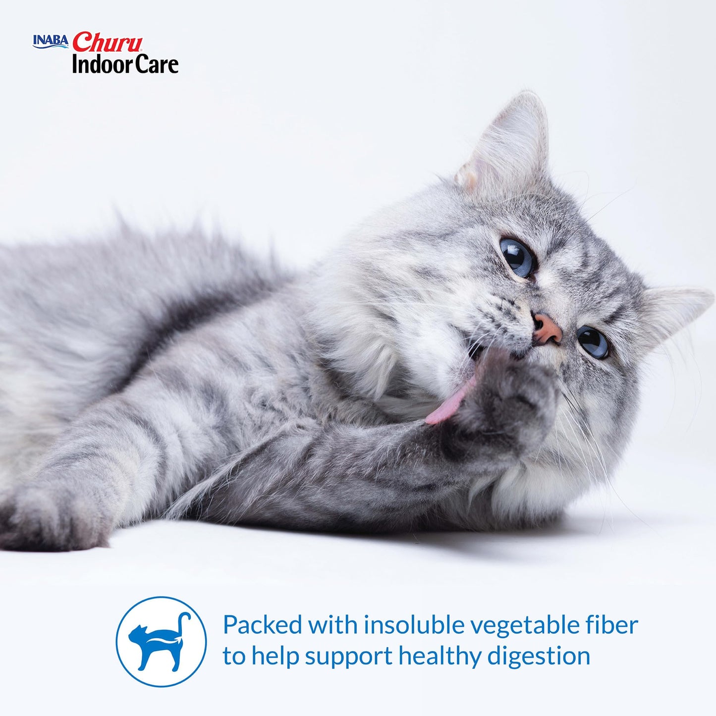 INABA Churu Indoor Care for Hairball Control, Functional Lickable Cat Treat with Taurine & Green Tea Extract, 14g Each, 60 Tubes Total, Tuna & Chicken Variety