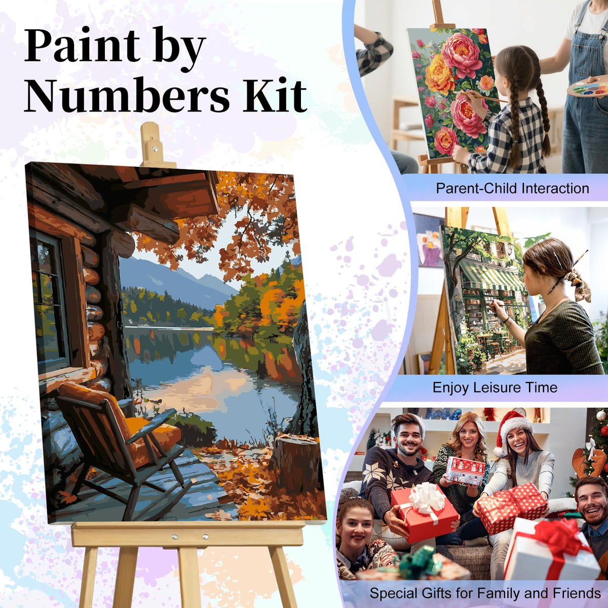 Paint by Numbers Adult Kit, Fall Lake Cabin Number Painting Canvas Kit 🍁 All In One Marketplace Canada