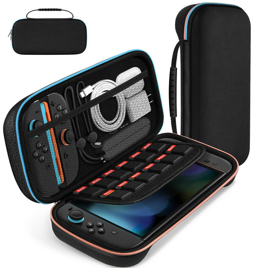 ivoler Carrying Case for Nintendo Switch 2 (2025 Model), Portable Hard Shell Pouch Carrying Travel Game Bag for Switch 2 Accessories Holds 12 Game Cartridge, Black
