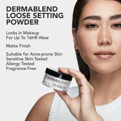Dermablend Loose Setting Powder, Translucent Powder for Face Makeup, Mattifying Finish and Shine Control, 28g Dermablend