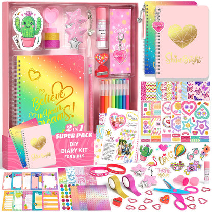 Axirata 2-Pack DIY Journal Kit for Girls, Journal Set for Tween & Teen Girls 6-8-14 Year Old, Art & Crafts Stationery Kit, Scrapbook & Diary Supplies Toy Set Birthday Christmas Ideal Gift for Girls 🍁 All In One Marketplace Canada
