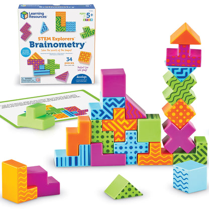 Learning Resources STEM Explorers Brainometry - 3D Puzzle, Brain Games, Brainteaser, Building Logic Toys, Gifts for Boys and Girls, Fine Motor Skills, Pattern Blocks, Math Manipulatives Learning Resources