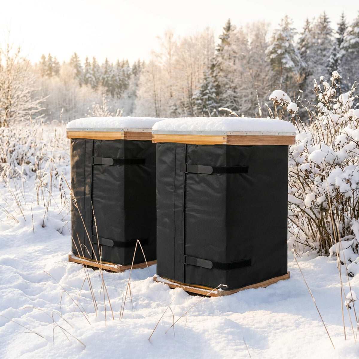 codree 10 Frame Winter Bee Hive Wrap- 2 Deep Boxes & 1 Medium Box 600D Oxford Beehive Winter Protection Cover- Cozy Windproof Warm Bee Hive Insulation Wrap for Most Bee Hive (85" x 27") 🍁 All In One Marketplace Canada