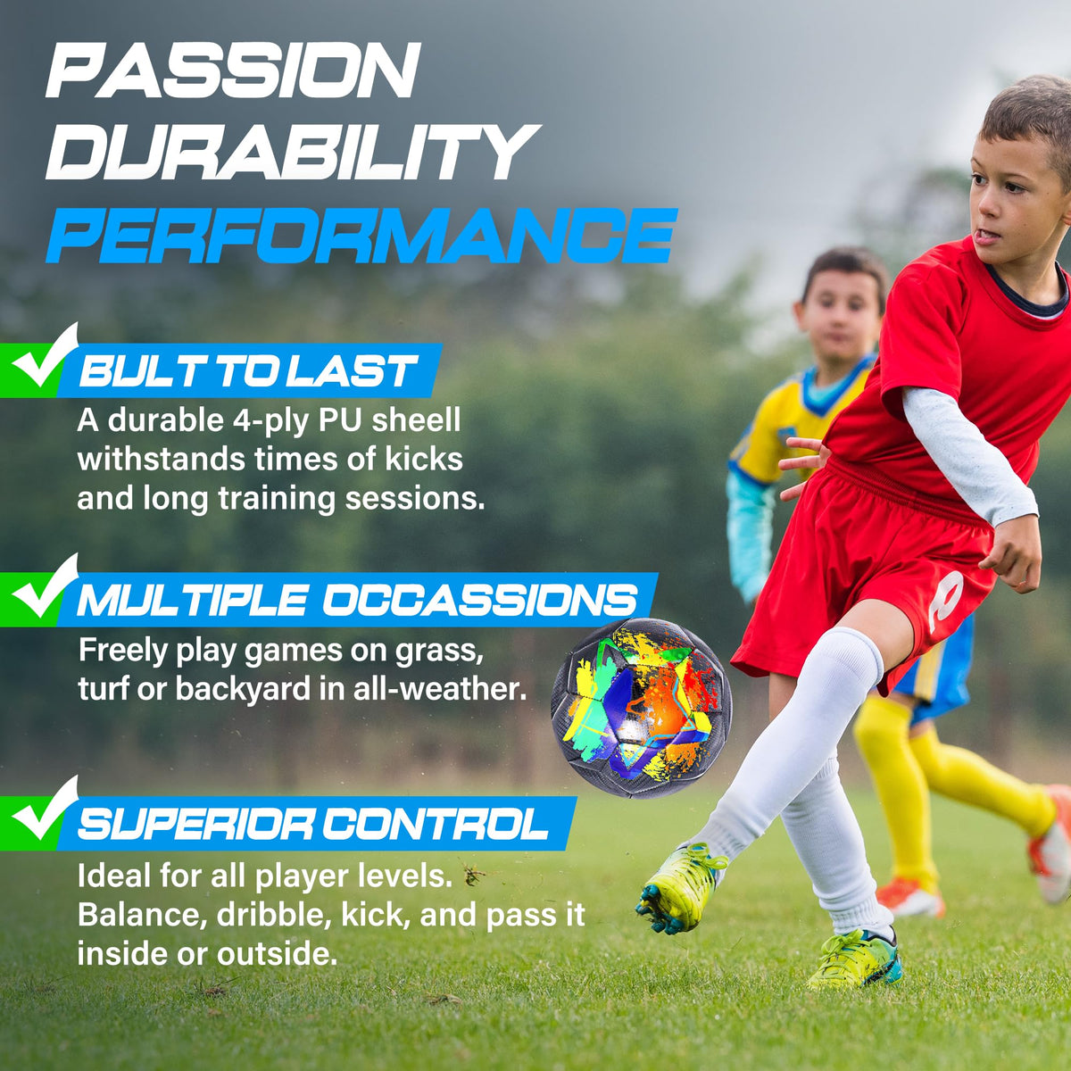 Size 4 Soccer Ball, Champhox Soccer Balls for Boys Youth Size 4 Soccer Balls for Kids Soccer Players Long-Lasting Construction Skill Practicing Gifts Christmas Birthday Back to School 🍁 All In One Marketplace Canada