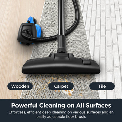 EUREKA Mighty Mite Powerful Corded Canister Vacuum Cleaner for Carpet and Hard Floor, Lightweight Bagged Vacuum Cleaner Perfect for Pet Owners, Blue, 3670H w/ 2 Dust Bags