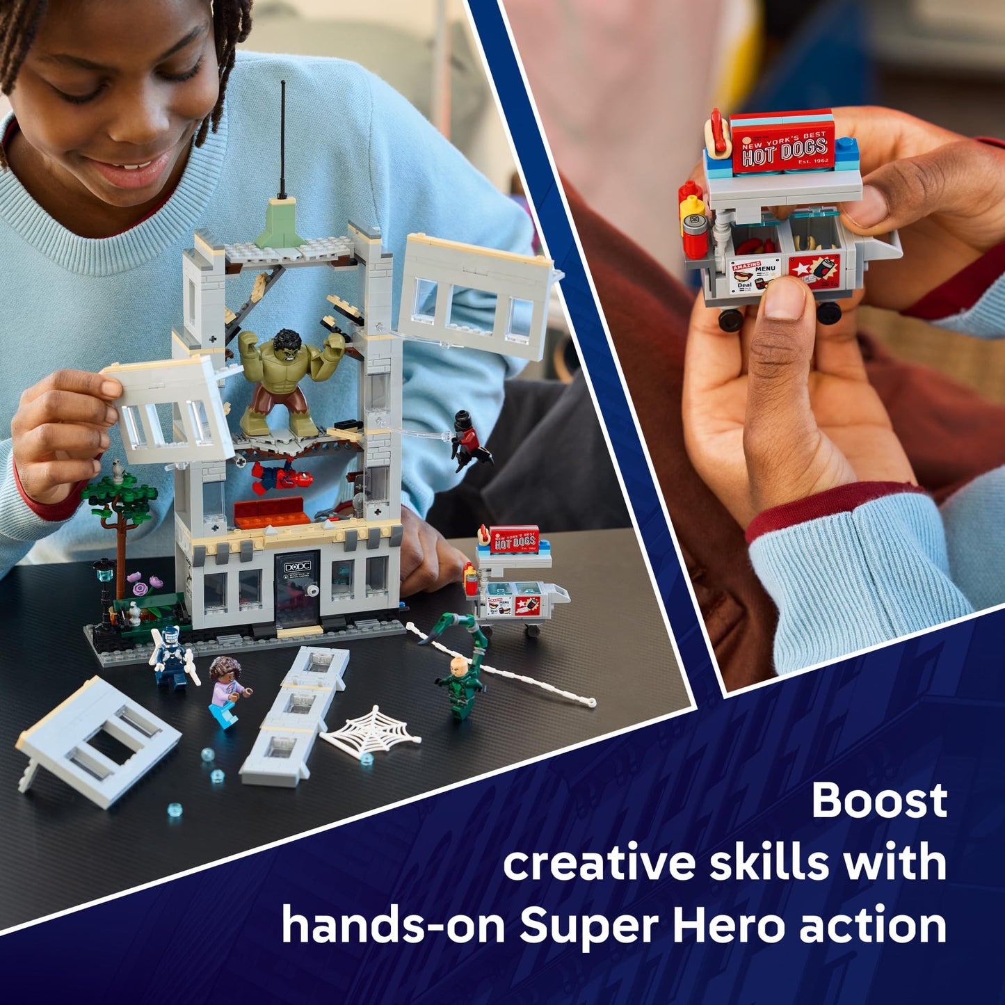 LEGO Marvel Spider-Man vs Hulk Epic Clash - Super Hero Building Toy for Boys & Girls, Ages 8+ - Includes 5 Minifigures & Hulk Figure - Spiderman Toy for Fans - Gift for Birthdays - 76350 LEGO