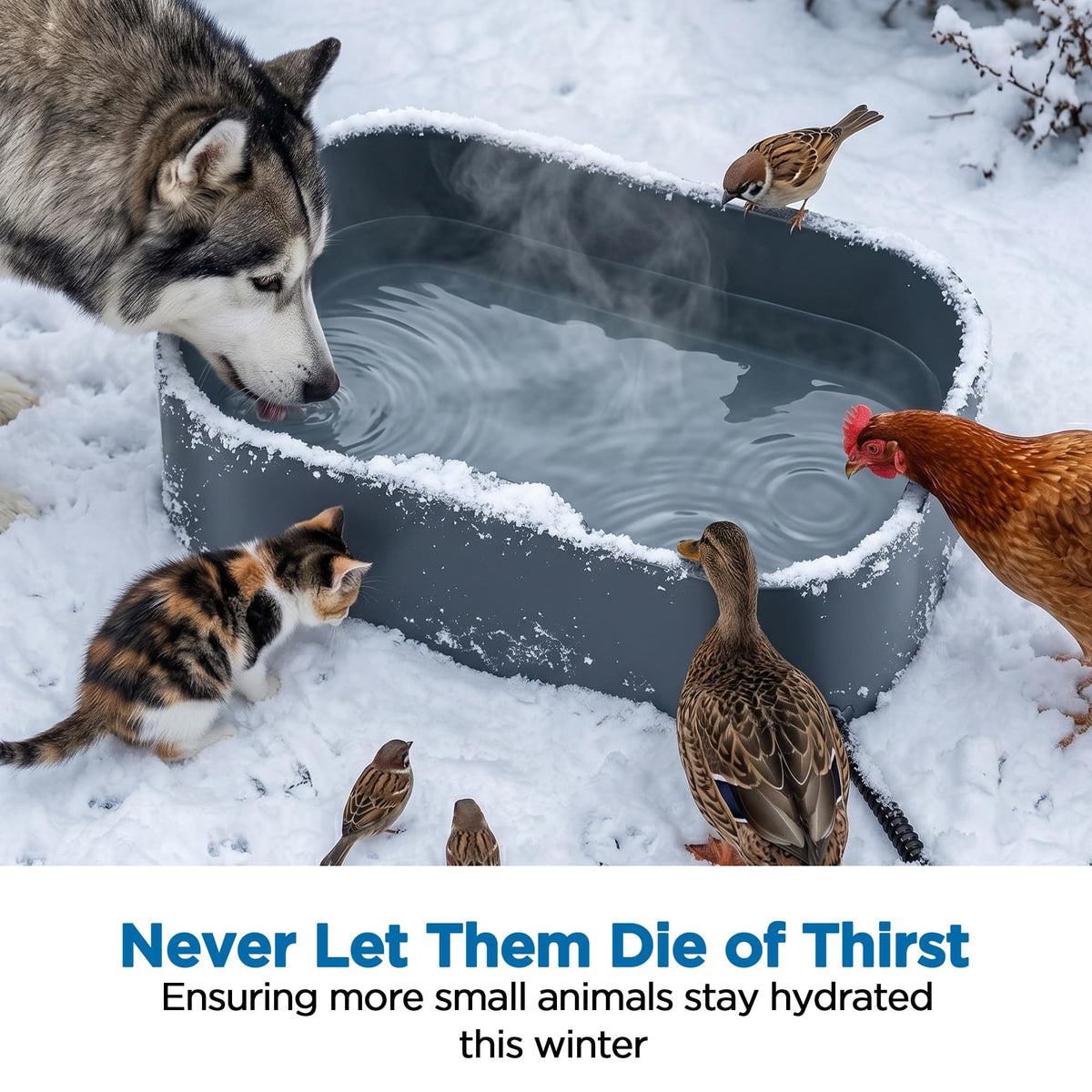 1.45Gal/5.5L Extra Large Pet Heated Water Bowl for Dog Cats Rabbit Chicken Duck Squirrel, Indoor & Outdoor Antifreezing Winter Heated Food & Water Bowl Dish, Thickened Design, BPA-Free, Plug and Play 🍁 All In One Marketplace Canada