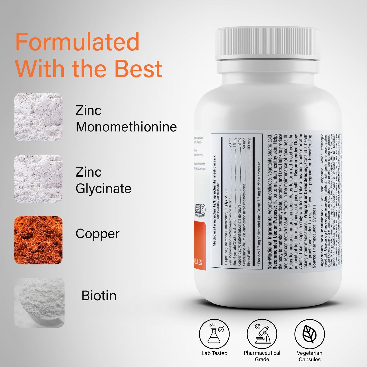 ATP LAB - Synerzinc, 90 Capsules 90-Day Supply - Zinc Supplement An Essential Mineral - Helps to Maintain Healthy Skin and Immune Function - Helps to Produce and Repair Connective Tissue - Available at All In One Marketplace Canada
