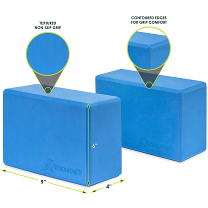 ProsourceFit Foam Yoga Blocks, High Density EVA Yoga Bricks 4”x 6” x 9” (Set of 2)