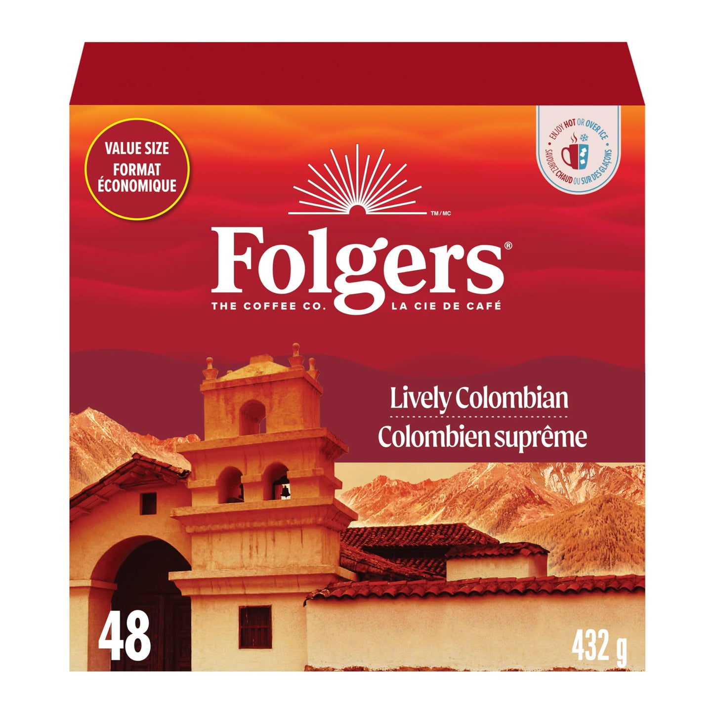 Folgers Lively Colombian Medium Roast Single-Serve Coffee Pods – 48 Count, Arabica Beans for Hot or Iced Coffee