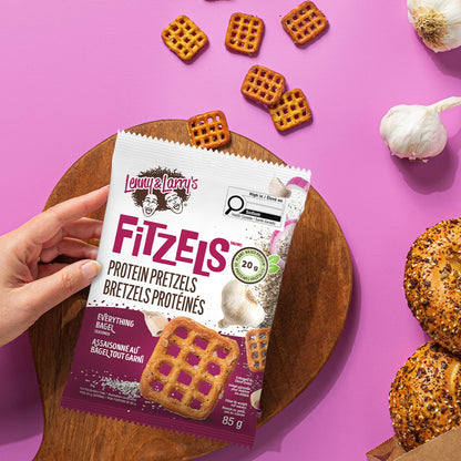 Lenny & Larry's Everything Bagel FITZELS – Savory Pretzel Snacks Incredibly Tasty, High Protein Salty, Vegan, 20g of Plant Based Protein (eight) Bags, 3 oz Each Lenny & Larry's