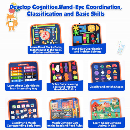 ZOOI Toddler Toys Busy Board - Montessori Toys for 1-5 Year Old Boy Girl Birthday Gifts for Kids, Sensory Toys Baby Essentials, Busy Book for Toddlers 1-5 Year Old, Airplane Activities Toys Gifts