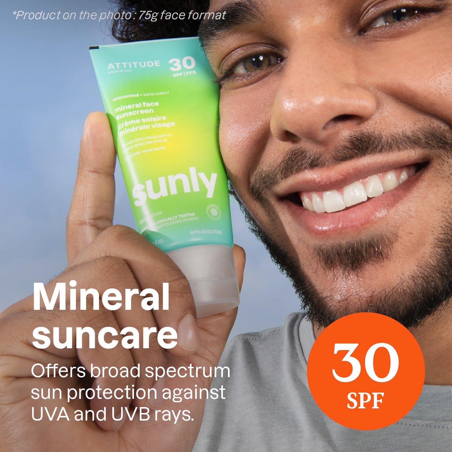 ATTITUDE Mineral Sunscreen SPF 30, Zinc Oxide Broad Spectrum UVA/UVB Protection, Face & Body, Dermatologically Tested, Vegan, Unscented, 150 g - Available at All In One Marketplace Canada