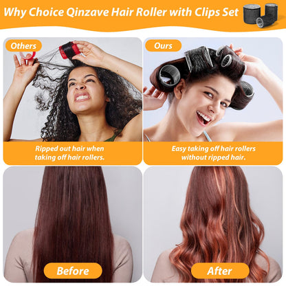 39PCS Self Grip Hair Rollers Curlers 3 Sizes Black Hair Roller 2.5in, 1.9in, 1.4in, Jumbo Hair Roller with 12PCS Duckbill Clips Hair Rollers for Long Medium Short Thick Fine Volume Bangs Hair - Available at All In One Marketplace Canada