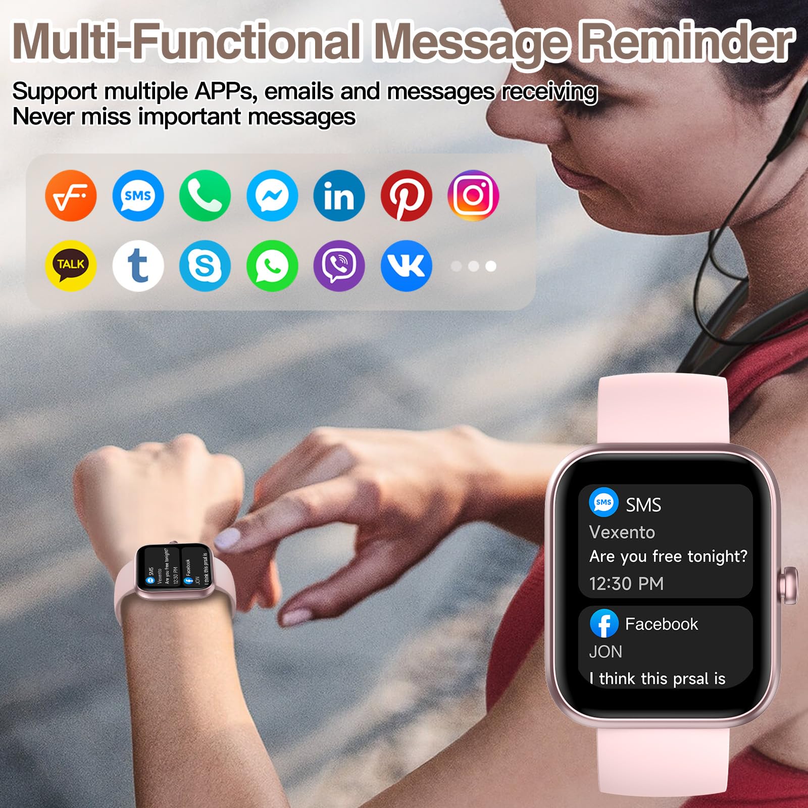Smart Watch for Men Women with Bluetooth Call,Alexa Built-in Smartwatch,1.83"DIY Dial Fitness Watch with Sleep Heart Rate SpO2 Monitor,100+ Sport Mode,IP68 Waterproof Watch Compatible with Android iOS - Available at All In One Marketplace Canada