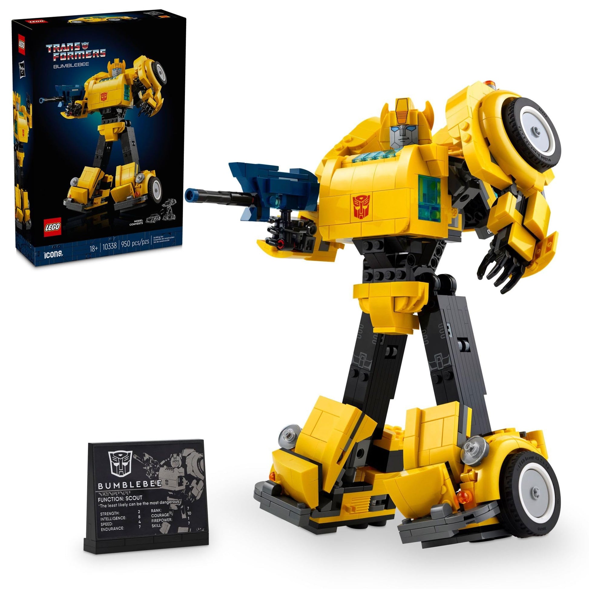 LEGO Icons Transformers Bumblebee Action Figure, Collectible Robot Gift for Adults, Movie Themed Model Building Set for Sci-Fi Enthusiasts and Transformers Fans, Converts to Vehicle Mode, 10338 LEGO