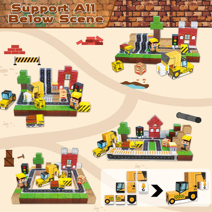 Annexfun 100PCS Magnetic Building Blocks STEM Building Cubes Toy for 5 6 7 8 9 Year Old Boys Girls, Road Construction Toy Magnetic Building Learning Gamers Toys with Car for Kids Christmas Birthday 🍁 All In One Marketplace Canada