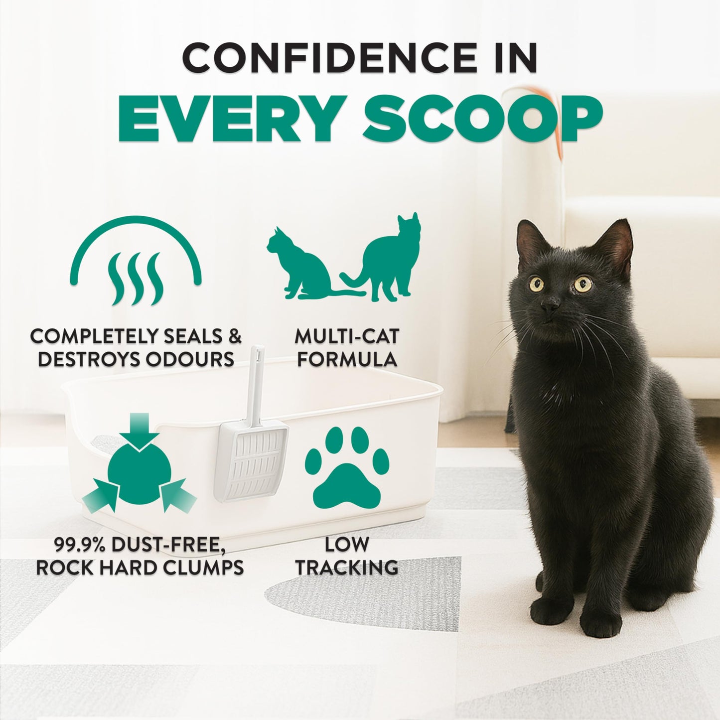 Arm & Hammer Clump & Seal Slide Clay Cat Litter, Non-Stop Odour Control, 12.7kg, 7 Days of Odour Control, Dust Free, Clumping Litter (Pack of 1)