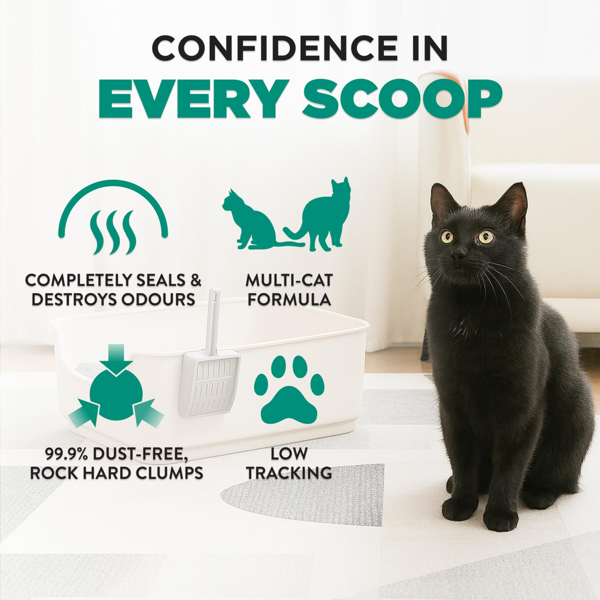 Arm & Hammer Clump & Seal Slide Clay Cat Litter, Non-Stop Odour Control, 12.7kg, 7 Days of Odour Control, Dust Free, Clumping Litter (Pack of 1)