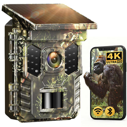 XTU Solar Trail Camera WiFi Bluetooth, 64MP 4K Game Camera with Night Vision Motion Activated 0.2s Trigger, IP66 Waterproof Wildlife Camera with 22pcs 850nm Low Glow IR LEDs (SD Card Not Included) - Available at All In One Marketplace Canada