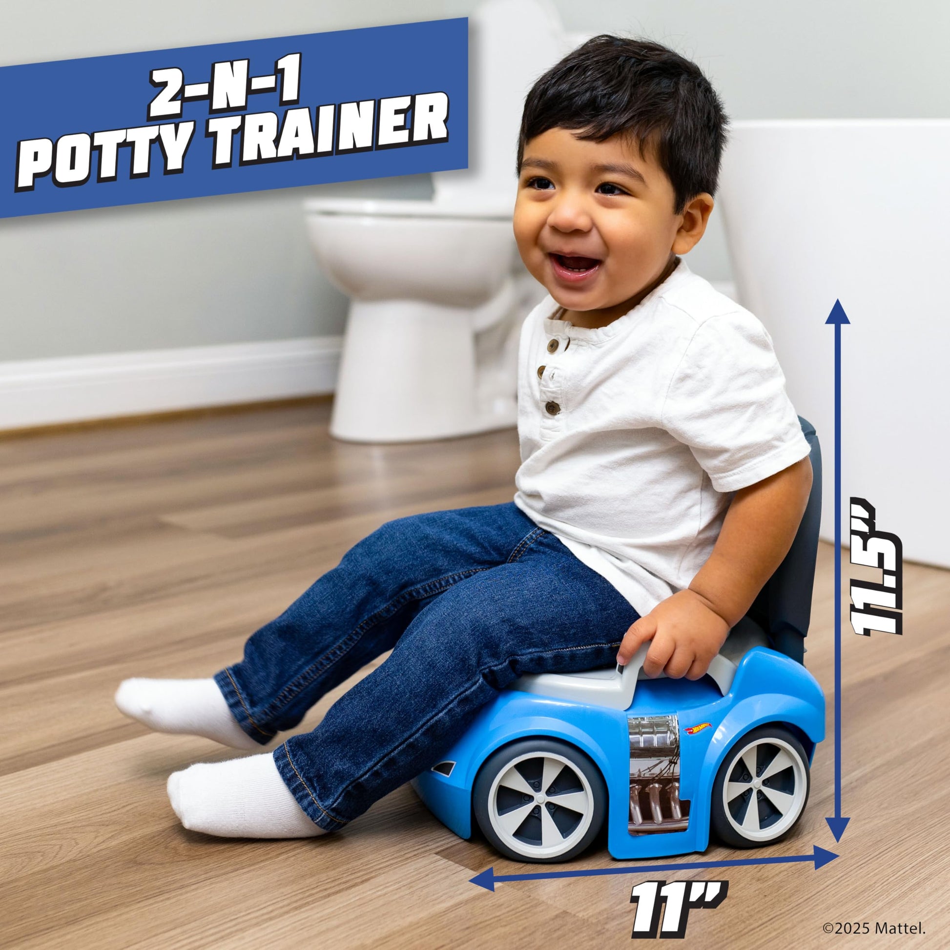 Hot Wheels Blue Race Car Potty Training Toilet, Includes Detachable Toddler Toilet Seat and Kids Potty, Ages 12 Months and Up Hot Wheels