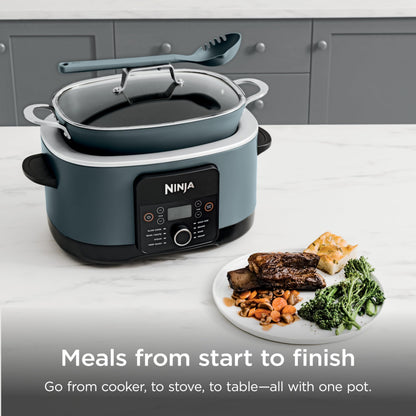 Ninja MC1001C Foodi PossibleCooker PRO 8.5 Quart Multi-Cooker, with 8-in-1 Slow Cooker,Dutch Oven,Steamer &More,Glass Lid & Integrated Spoon,Nonstick,Oven Safe Pot to 500°F,Sea Salt Gray,Sea Salt Grey - Available at All In One Marketplace Canada