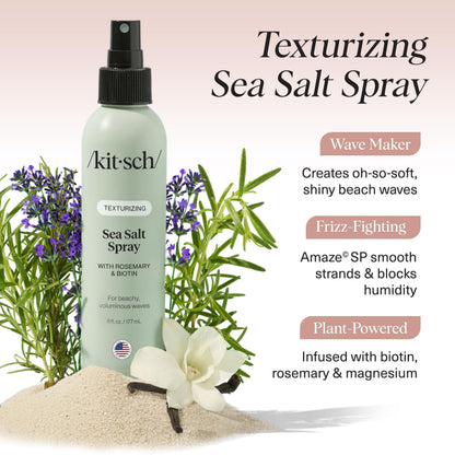 Kitsch Sea Salt Spray for Men and Women | Hair Spray with Rosemary, Biotin, Magnesium – Hair Texturizer for Natural Curls and Beach Waves, 177 mL - Available at All In One Marketplace Canada