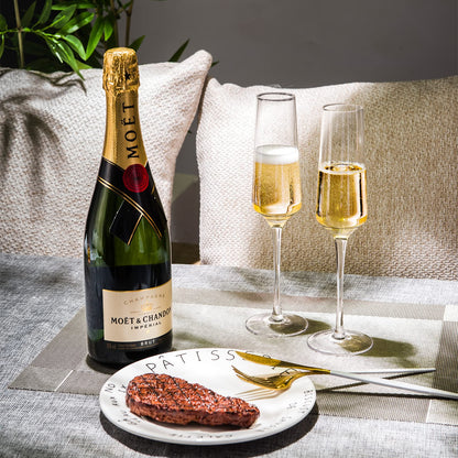 BACLIFE Champagne Flutes - Hand Blown Elegant Champagne Glasses Set of 6 - Unique Gift for Birthday,Wedding, Christmas - Ideal for Wine Tasting,Daily Use - 7.5 oz, Clear 🍁 All In One Marketplace Canada