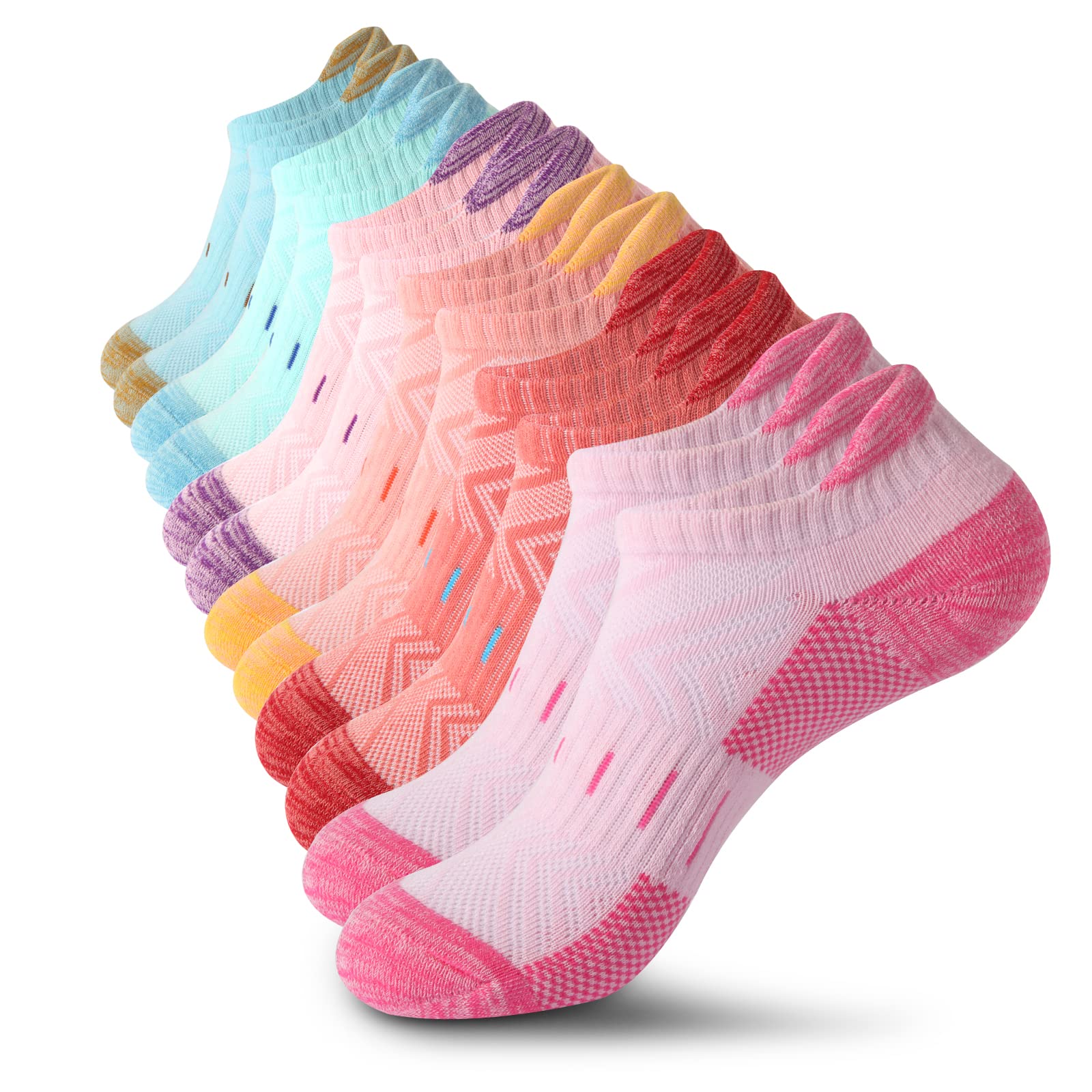 Womens Socks 6 Pairs Running Low Cut Cotton Socks for Women Cushioned Breathable Casual Ladies Ankle Athletic Sport Socks (CA/US, Numeric, 7, 9, Regular, Regular, multicolor) - Available at All In One Marketplace Canada