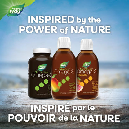 Nature's Way NutraSea Omega-3 Fish Oil – 1250 mg EPA + DHA Fish Oil – Support Healthy Heart and Brain Function in Kids and Adults – GMO Free, 200 mL Liquid, Mango Flavour 🍁 All In One Marketplace Canada
