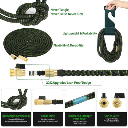 200 FT Garden Hose Expandable Hose - All New 2026 Flexible Water Hose with 10 Functions Spray Nozzle - Car Wash Hose with Solid Brass Connector, Leakproof Lightweight Expanding Pipe for Yard,Outdoor - Available at All In One Marketplace Canada