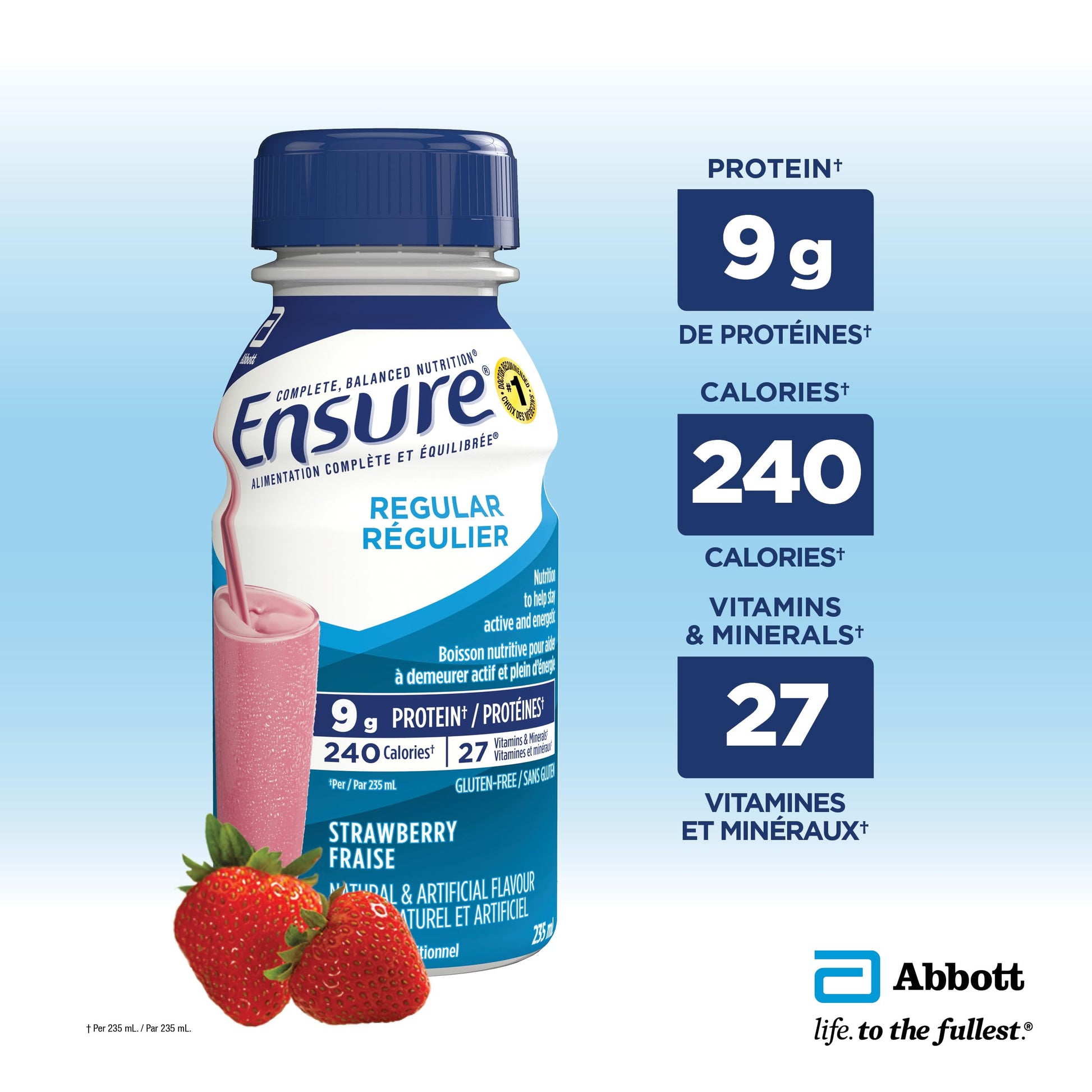 Ensure Regular, Nutritional Supplement Shake Value Pack, Nutrition To Stay Active And Energetic, Strawberry, 24 x 235-mL Bottles Ensure