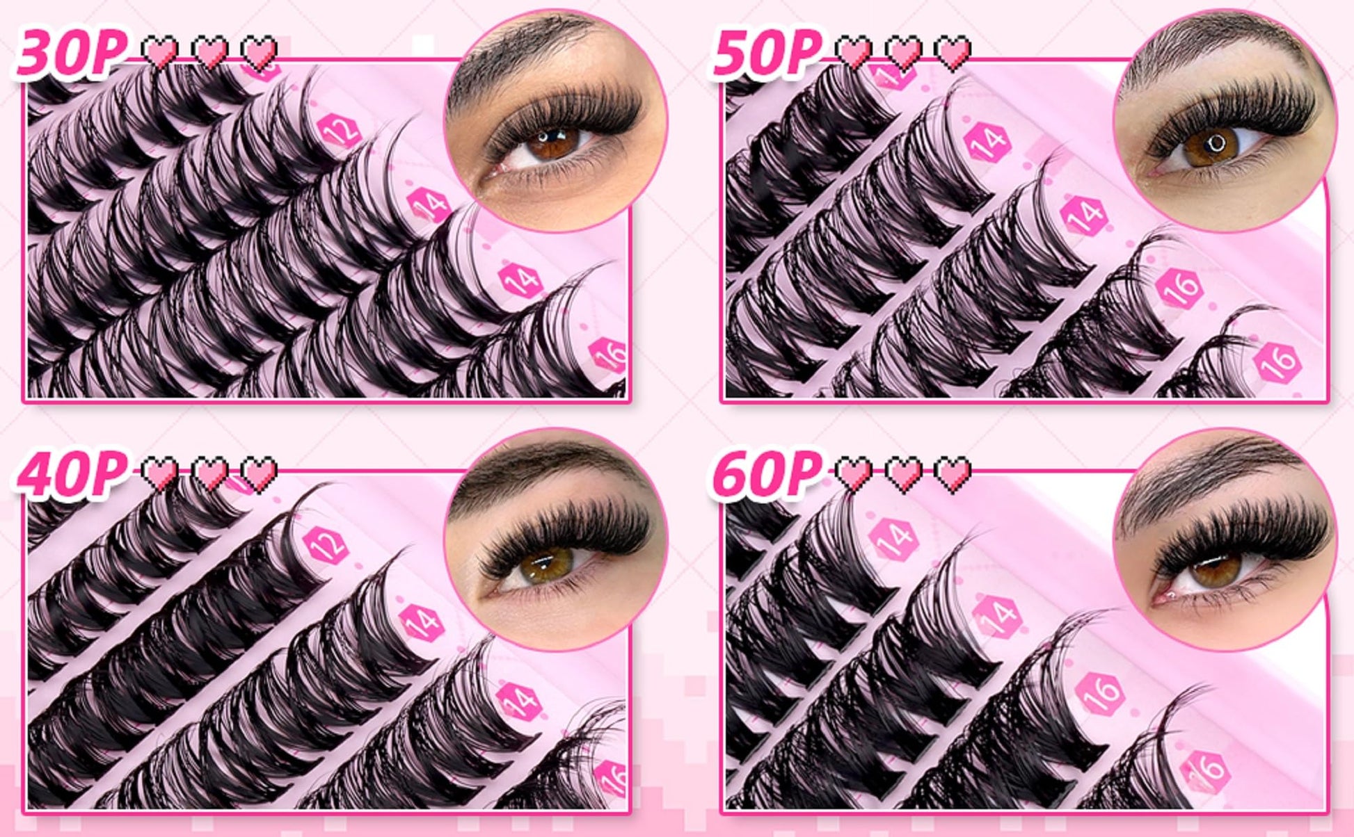 wiwoseo Cluster Eyelash Extensions 560pcs Lash Clusters Wipsy Cluster Lashes D Curl Eyelashes Clusters Individual Lashes DIY Lash Extensions Cluster Eyelash Natural Look Eyelashes (8-16MM) - Available at All In One Marketplace Canada