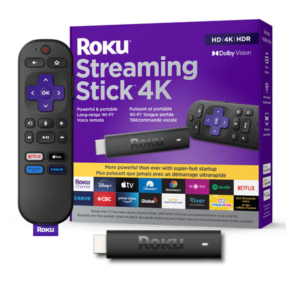 Roku Streaming Stick 4K 2022 (Official Manufacturer Product) | Streaming Device 4K/HDR/Dolby Vision with Voice Remote with TV Controls and Long-Range Wi-Fi 🍁 All In One Marketplace Canada