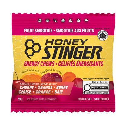 Honey Stinger Organic Fruit Smoothie Energy Chew – Gluten Free, Caffeine Free – 12 Pack