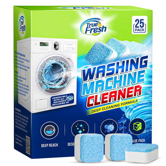 True Fresh Washing Machine Cleaner Tablets 25-Pack - Deep Cleaning Washer cleaner Tablets for Top loader, front Load & HE - Cleans Drum, Tub seal & other Parts Descaler & septic safe - Available at All In One Marketplace Canada