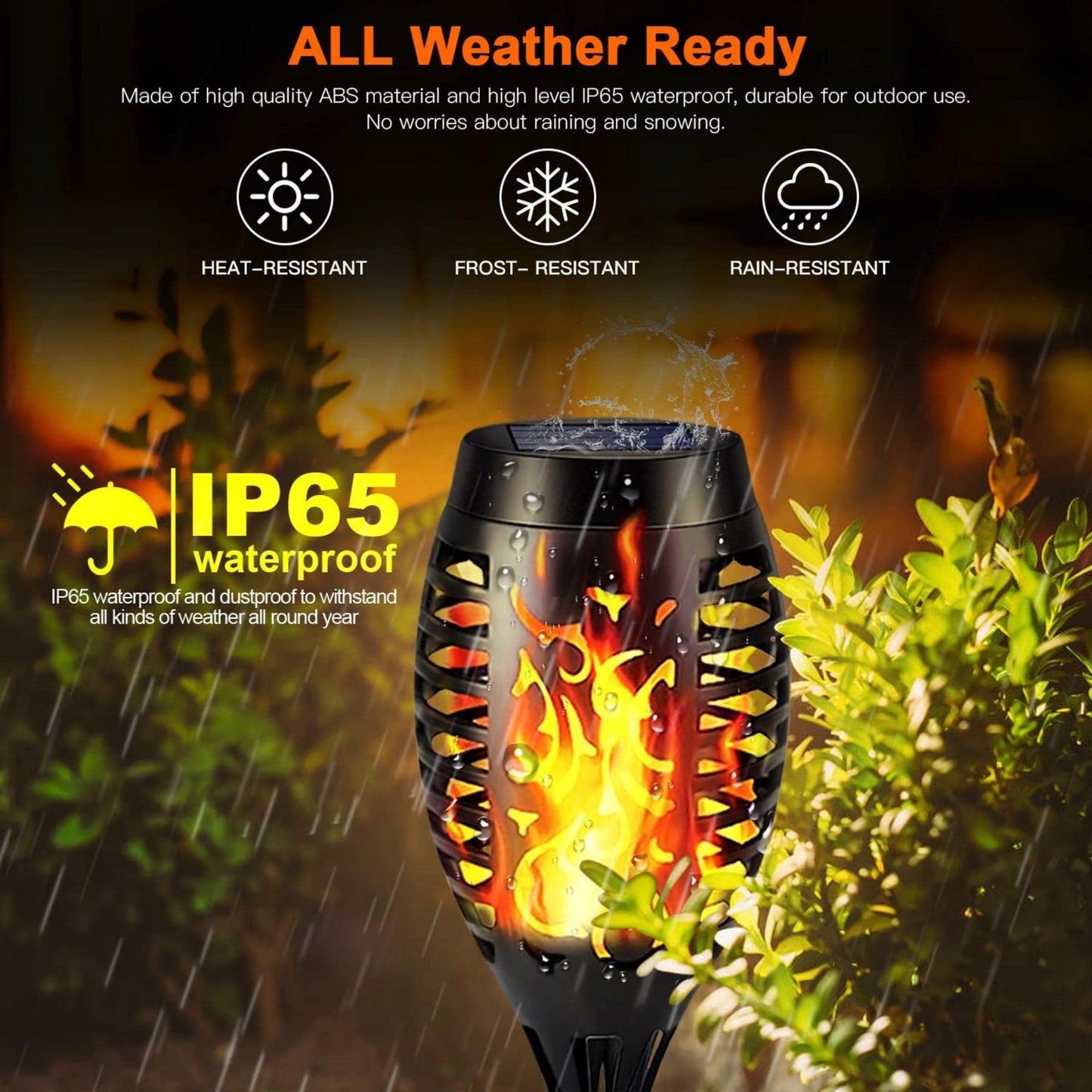 iBaycon 8 Pack Solar Torch Flame Lights Outdoor Landscape Pathway Lamp