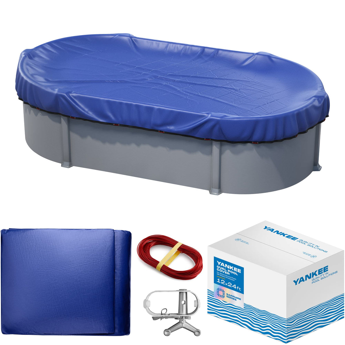 Yankee Pool Cover for Oval Pool | 12 x 24-ft | Oval Winter Pool Cover for Above Ground Pools | Extra Thick & Durable, UV-Resistant | Above-Ground Pool Protection 🍁 All In One Marketplace Canada