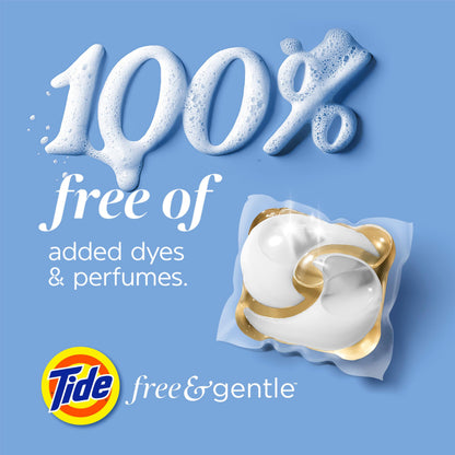 Tide PODS Free & Gentle Liquid Laundry Detergent Pacs, HE Compatible and Coldwater Clean, 76 Count