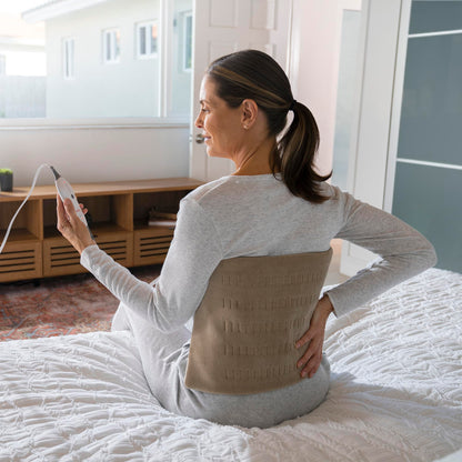 Sunbeam Premium King Size Heating Pad with Compact Storage - Moist Integrated Heating Pad for Pain Relief, 4 Heat Settings, 2 Hour Auto-Off, Beige - Available at All In One Marketplace Canada