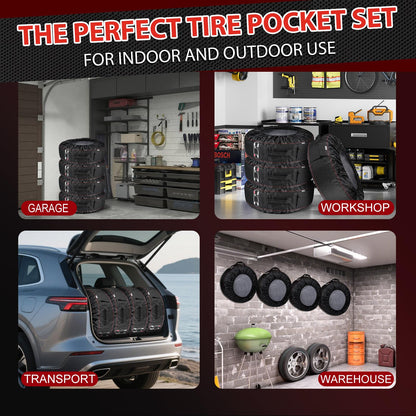 Cholila Cover Set of 4 Seasonal Tire Totes, Fits 22-31in Diameter, Black 🍁 All In One Marketplace Canada