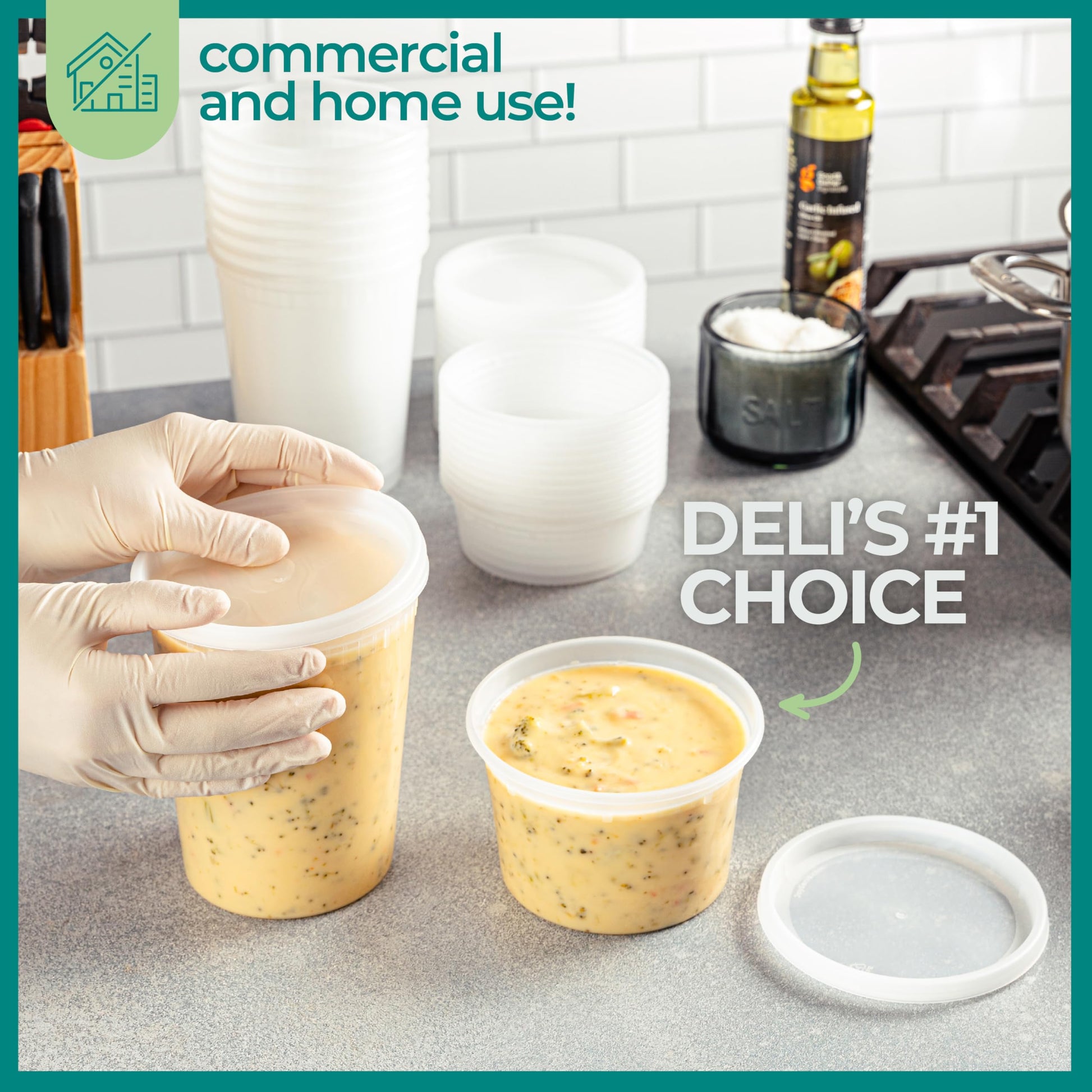 Deli Food Containers with Lids - (16 Sets) 8-32 Oz Quart Size & 8-16 Oz Pint Size Airtight Food Storage Takeout Meal Prep Containers, BPA-Free, Dishwasher, Microwave Safe - Available at All In One Marketplace Canada