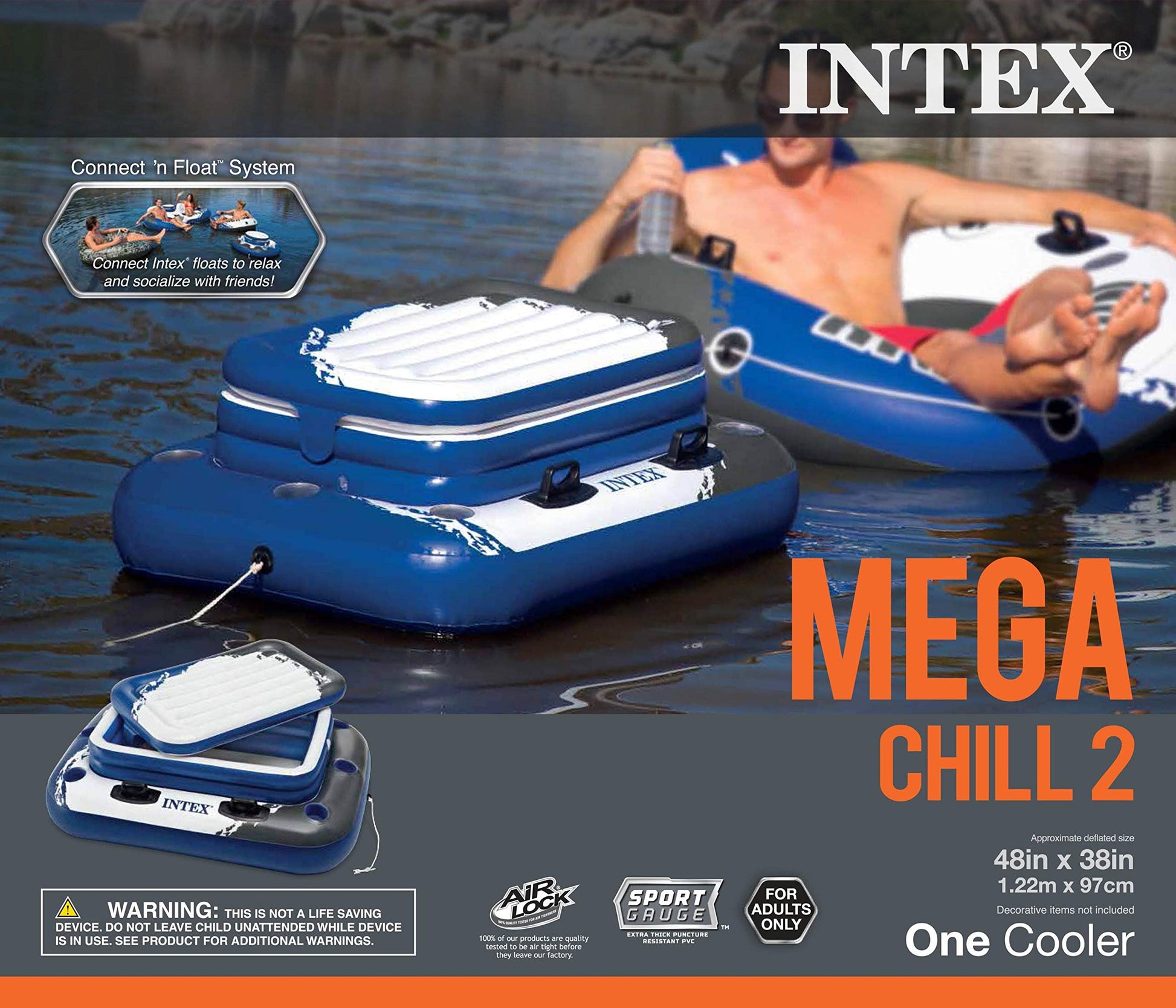 Intex 58821EP Inflatable Mega Chill II 72 Can Beverage Cooler Float with Lid Intex
