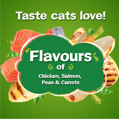 Friskies Sizzlin’ Sup-Purr Dry Cat Food, Flavours of Chicken, Salmon, Peas & Carrots - 7.26 kg Bag (1 Pack)